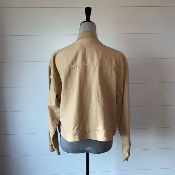 NICOLE MILLER Cream Color Cotton Bomber Jacket Women's Size Large - Picture 6 of 10